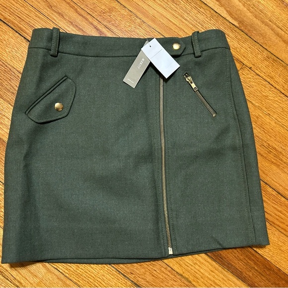 J.CREW Women's Motorcycle-Style Wool Mini Lined Skirt Loden Green Sz 2 NWT - Picture 8 of 10